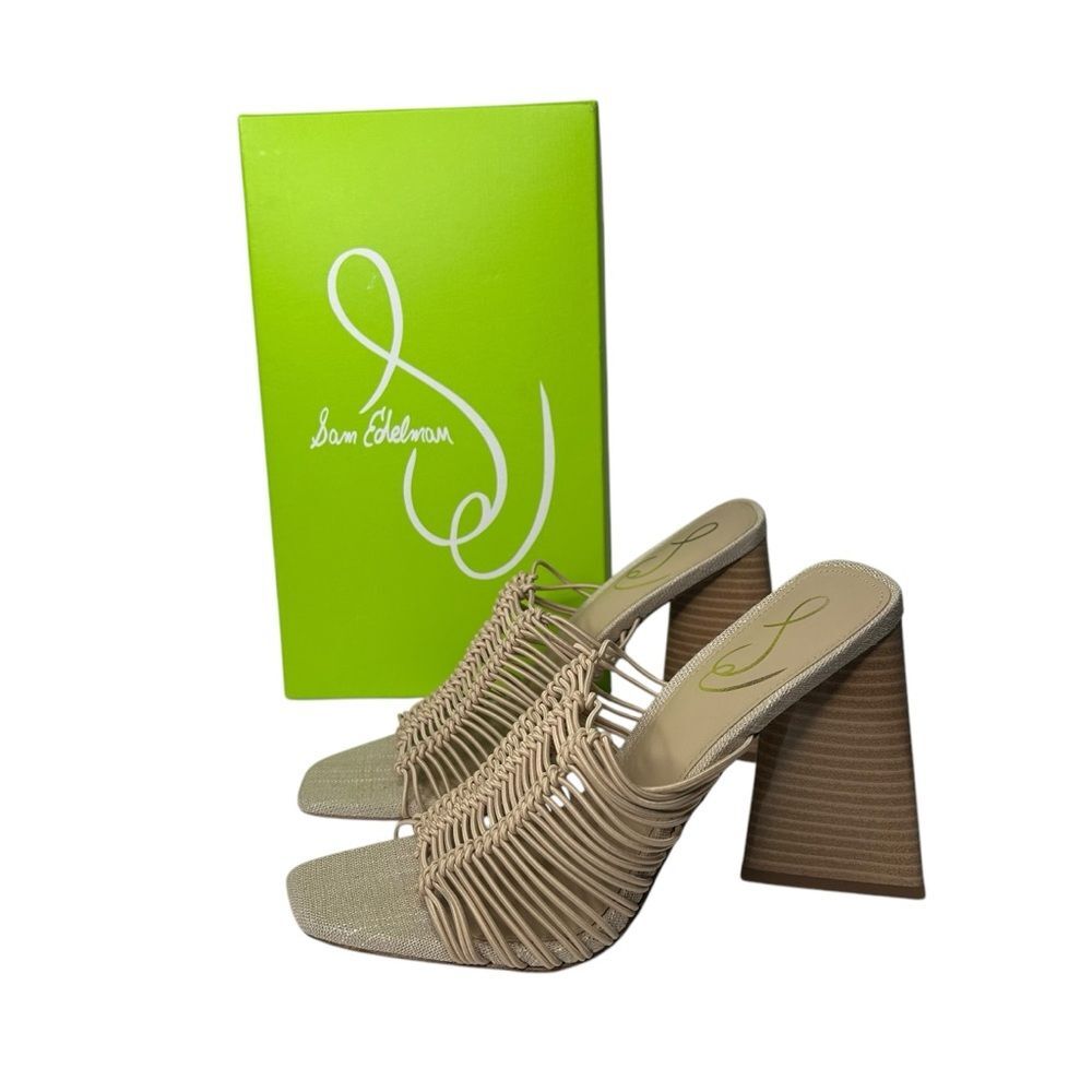 New Sam Edelman Tan Laurette almond bungee Heeled shoes 7